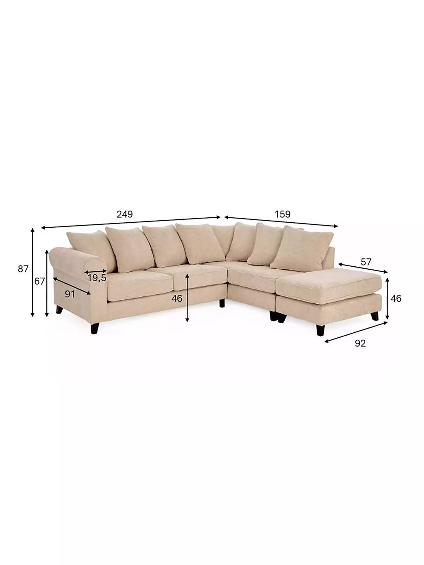 Belluno Right-Facing Scatterback Lounge