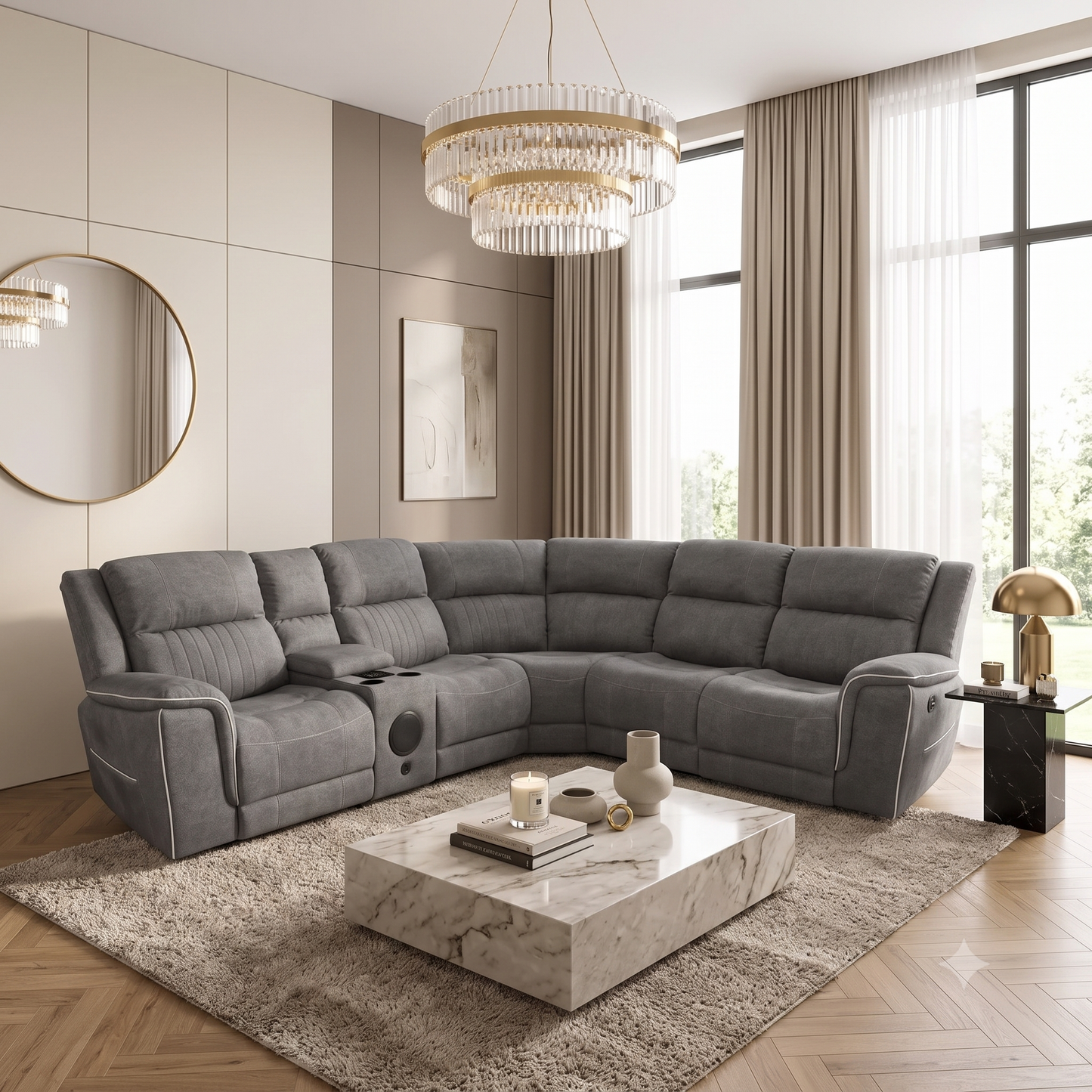 Elite Microfibre Electric Recliner Corner Sofa