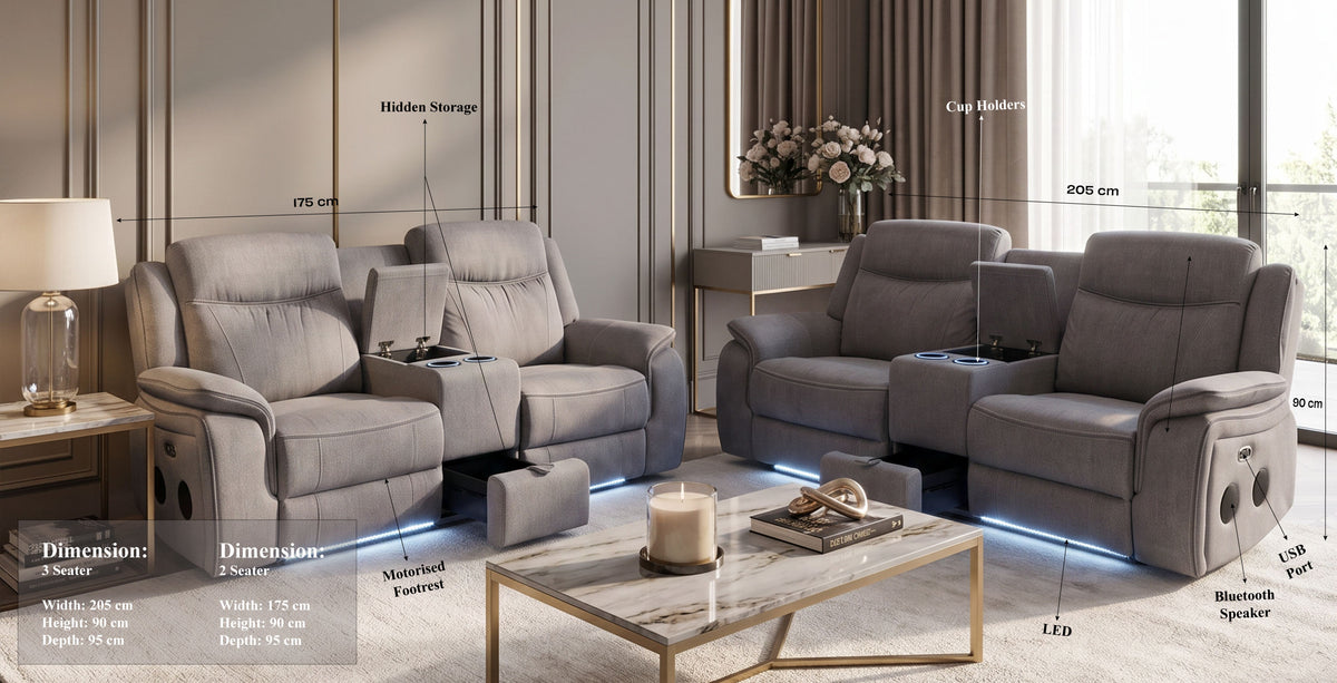 LuxeMotion Smart Recliner Sofa Set