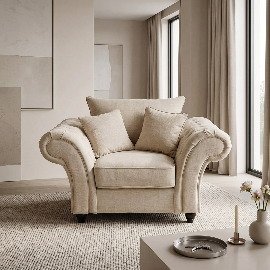 Rivello Luxury Accent Armchair with Scroll Arms