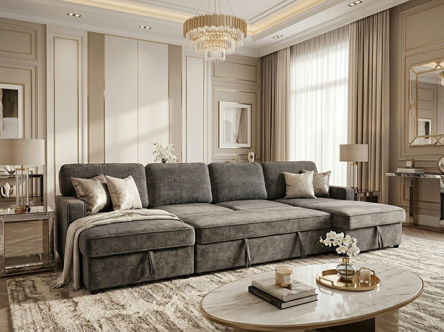 Varello U-Shape Double Storage Sofa Bed