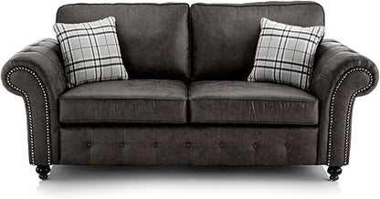 Hugo  Black Bonded Leather 3+2 Sofa Set