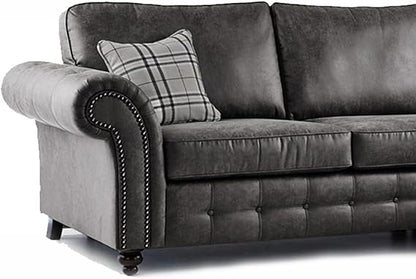 Hugo  Black Bonded Leather Cornerback Sofa