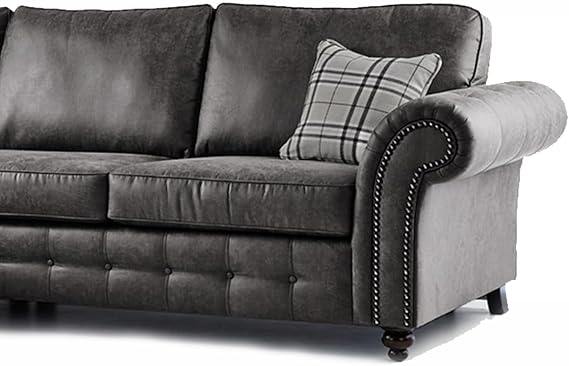 Hugo  Black Bonded Leather Cornerback Sofa