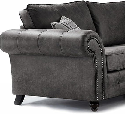 Hugo Black Bonded Leather 3 Seater Sofa