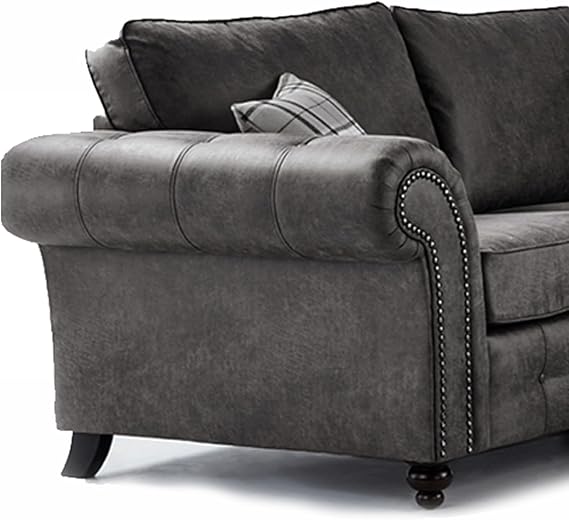 Hugo  Black Bonded Leather Cornerback Sofa