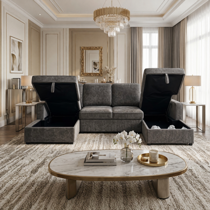 Varello U-Shape Double Storage Sofa Bed