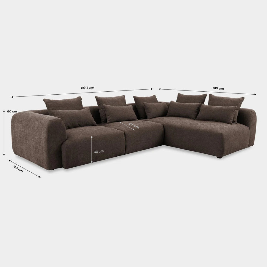 Aveline Right-Facing Chaise Sofa dimensions