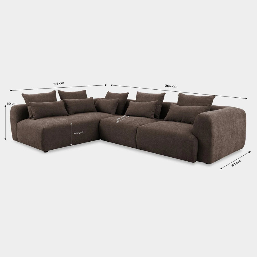 Aveline Left-Facing Chaise Sofa dimensions