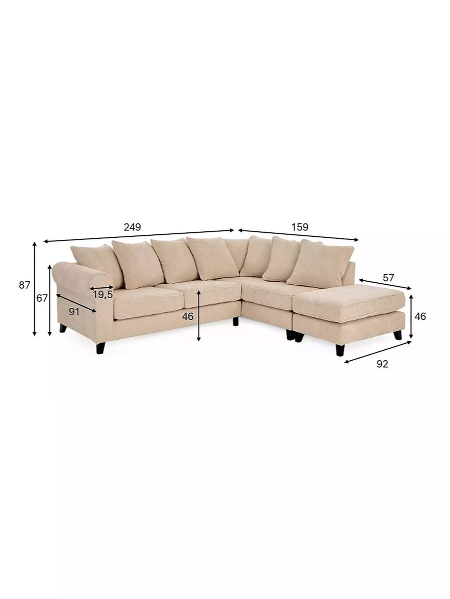 Belluno Right-Facing Scatterback Lounge dimensions