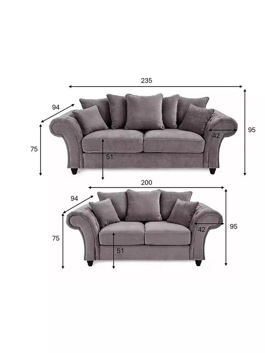 Rivello 3 + 2 Seater Scatterback Sofa Set dimensions