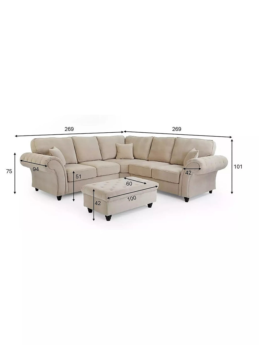 Rivello Corner Sofa with Footstool dimensions