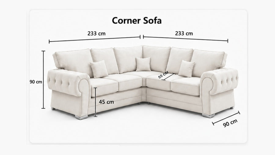 Verona Chenile Corner Scatterback dimensions