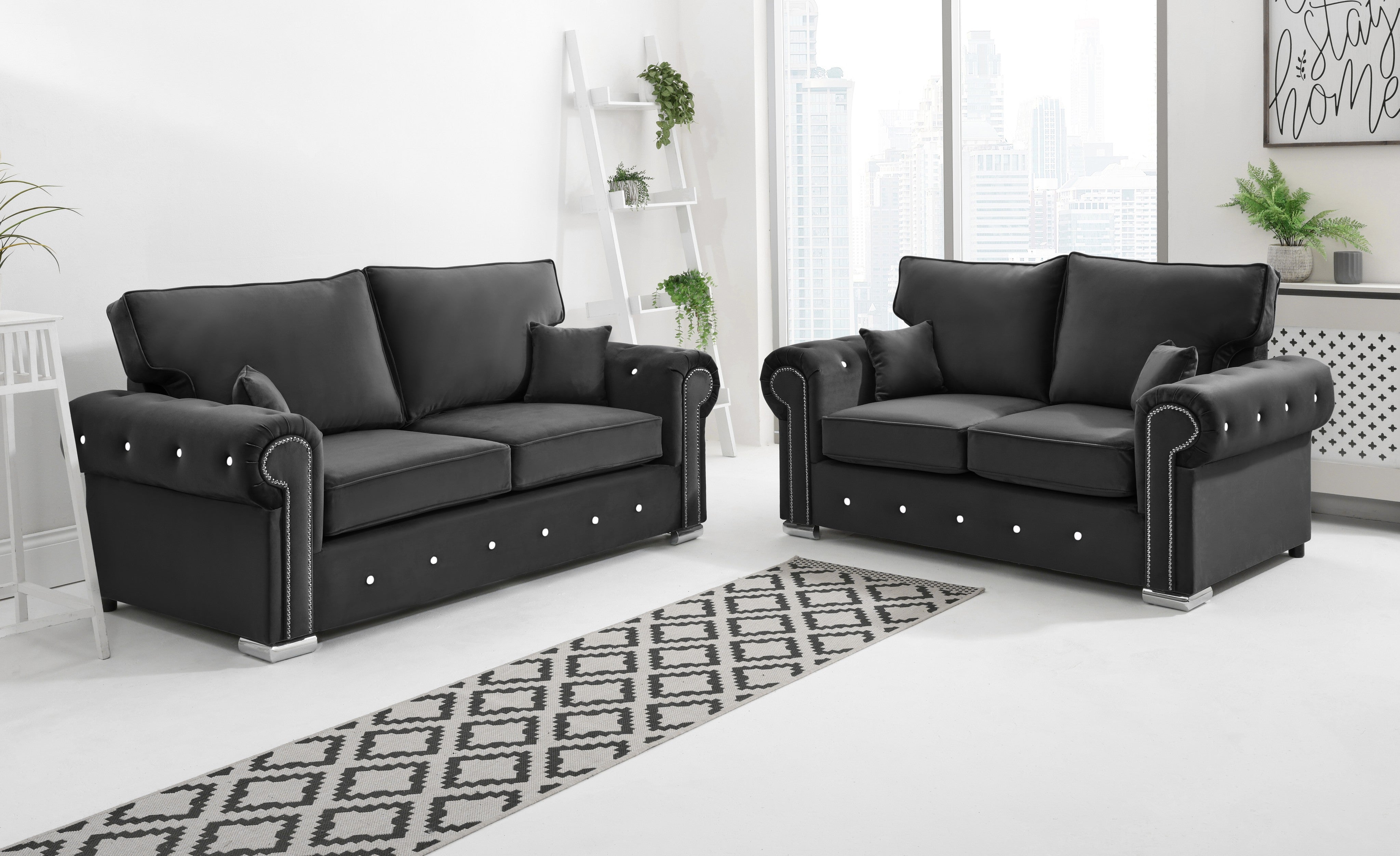 Black sofa with diamonds sales