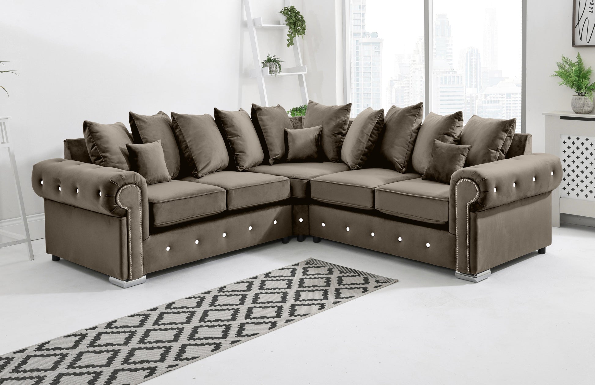 Shop Olympia Corner Scatterback Diamonds Budget-Friendly Sofas