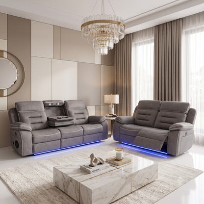 Regent 3 + 2 Seater Premium Tech Leather Electric Recliner Sofa Set