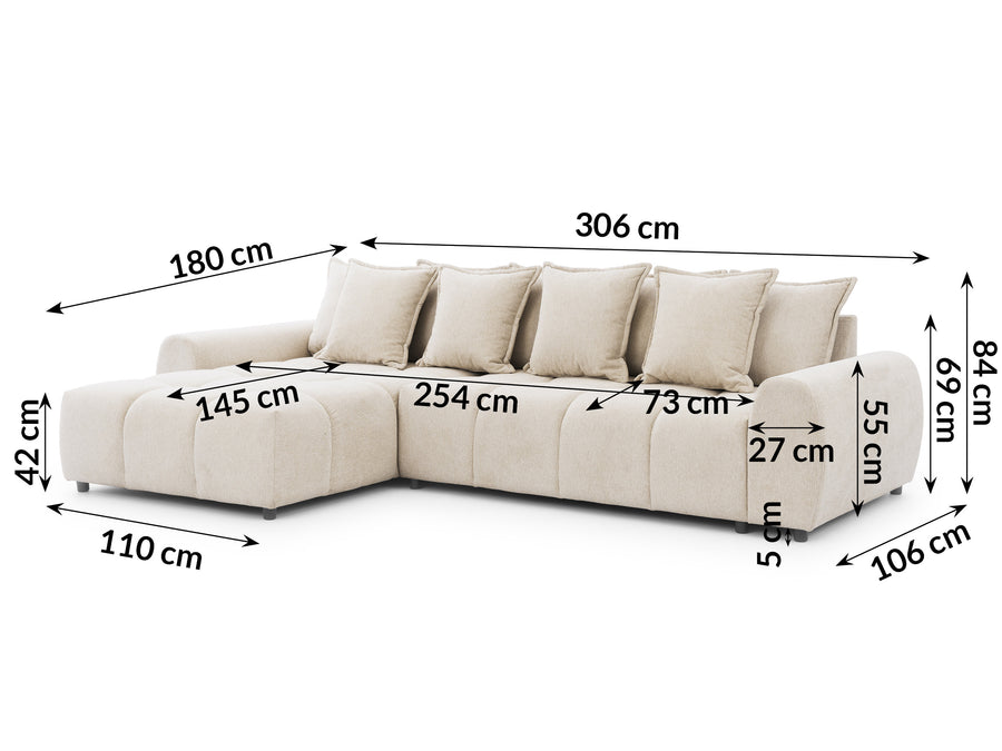 Albane Corner L - Shape Sofa dimensions