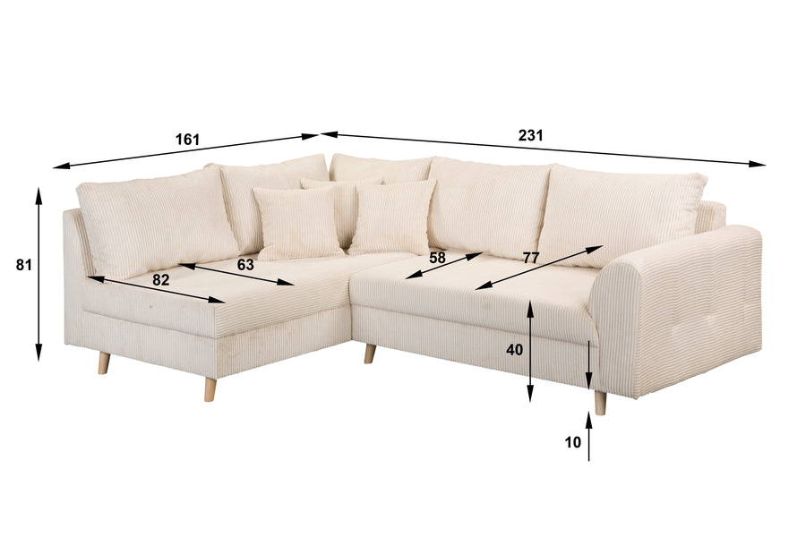 Ariella Corner - L Shape dimensions