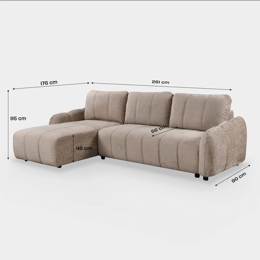 Lunera Left-Hand Facing Chaise Sofa dimensions