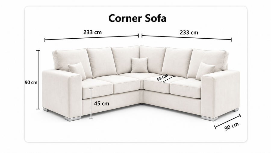 Madrid Corner Scatterback dimensions