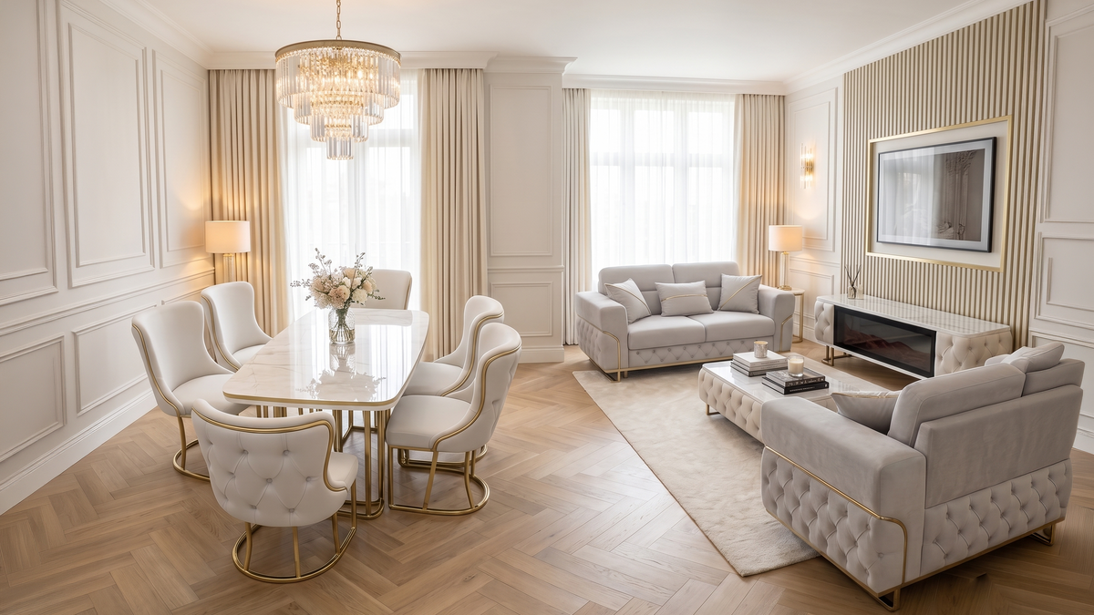 Madrid Luxury Living & Dining Collection | 3 Seater, 2 Seater, Dining Table & 6 Chairs