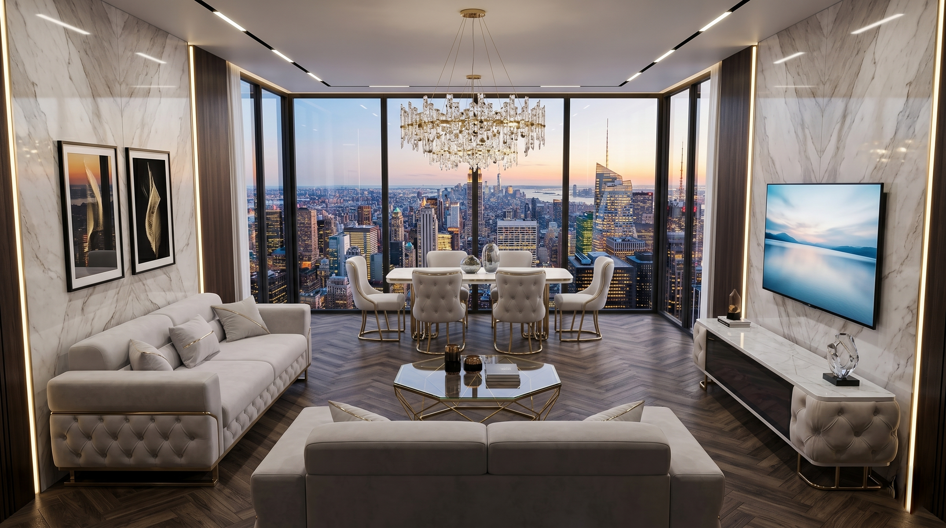 Madrid Luxury Living & Dining Collection | 3 Seater, 2 Seater, Dining Table & 6 Chairs 1