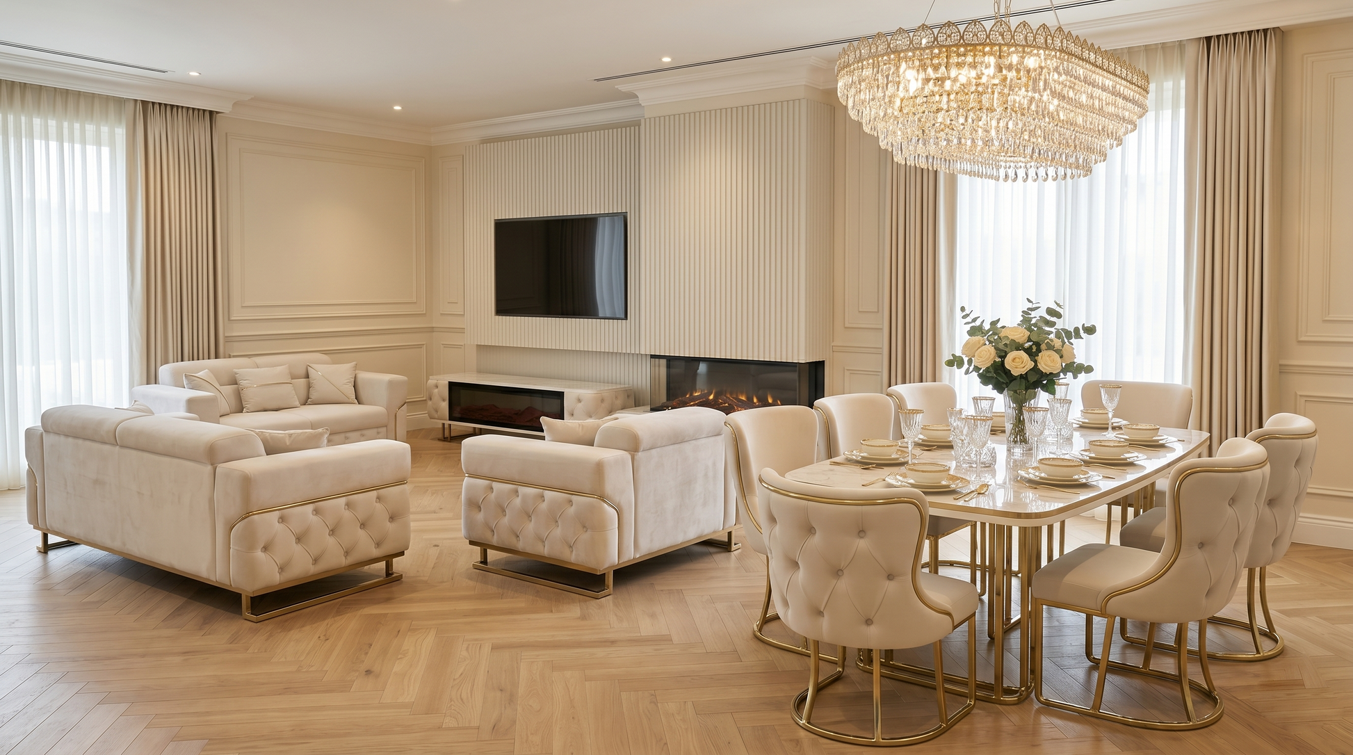 Madrid Luxury Living & Dining Collection | 3 Seater, 2 Seater, Dining Table & 6 Chairs 2