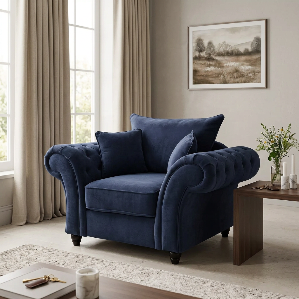 Rivello Luxury Accent Armchair with Scroll Arms