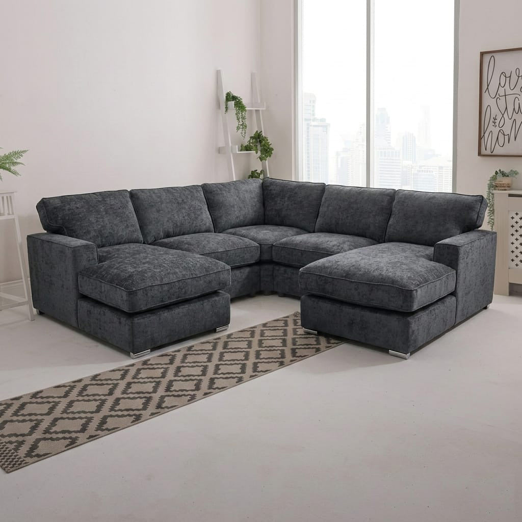 Noir Majlis  Corner Sofa Fixed Ottoman