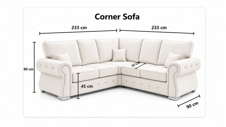 Olympia Corner Fullback + Extra Cushions dimensions