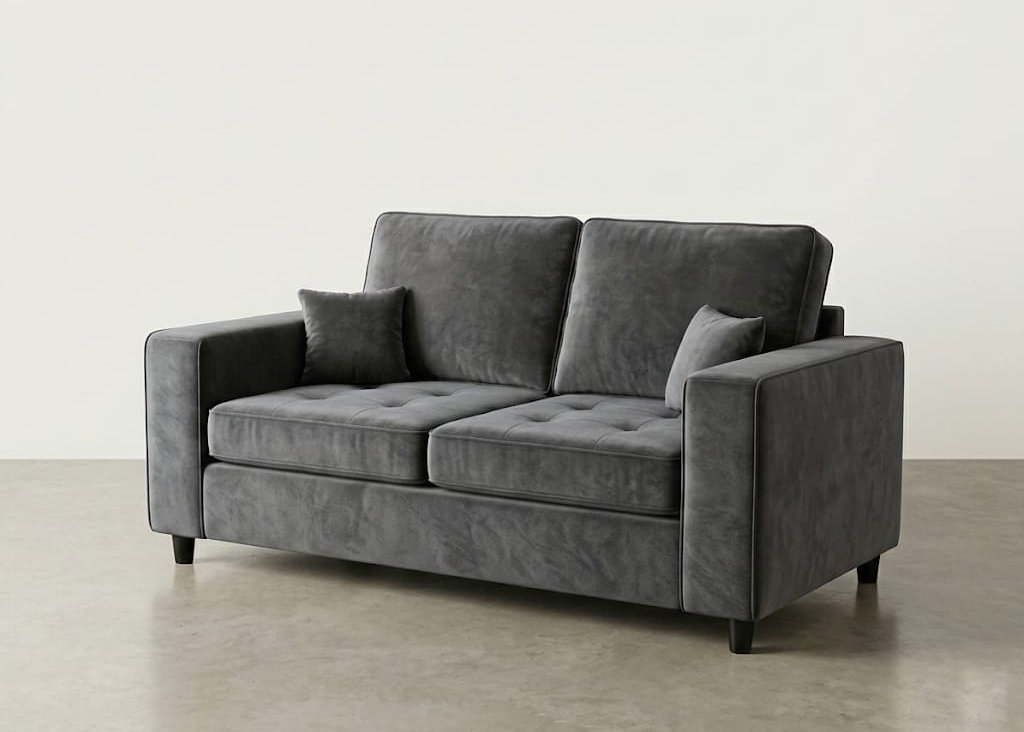 Orion Luxury Velvet 2 Seater Side Grey Sofa Set