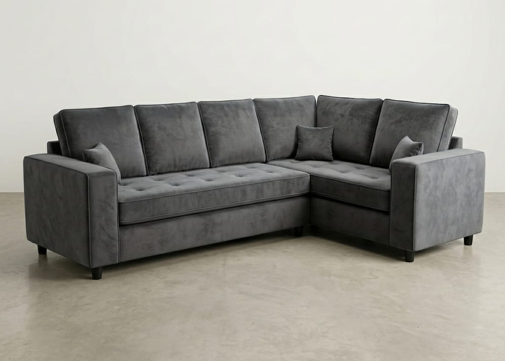 Orion Velvet Corner Sofa 5C1-Grey