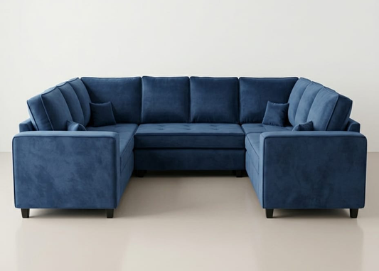 Orion Velvet Track Arm U-Shaped Sofa