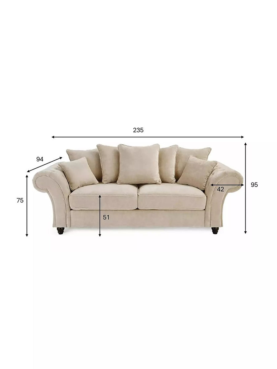 Rivello 3 Seater Scatterback Sofa dimensions