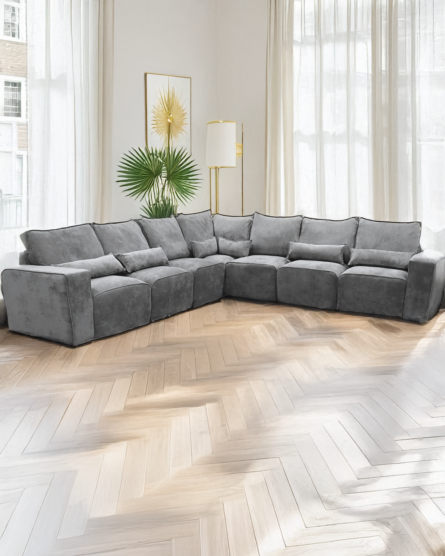 Sloan Corner Fullback Sofa – 2 Bolsters Cushions