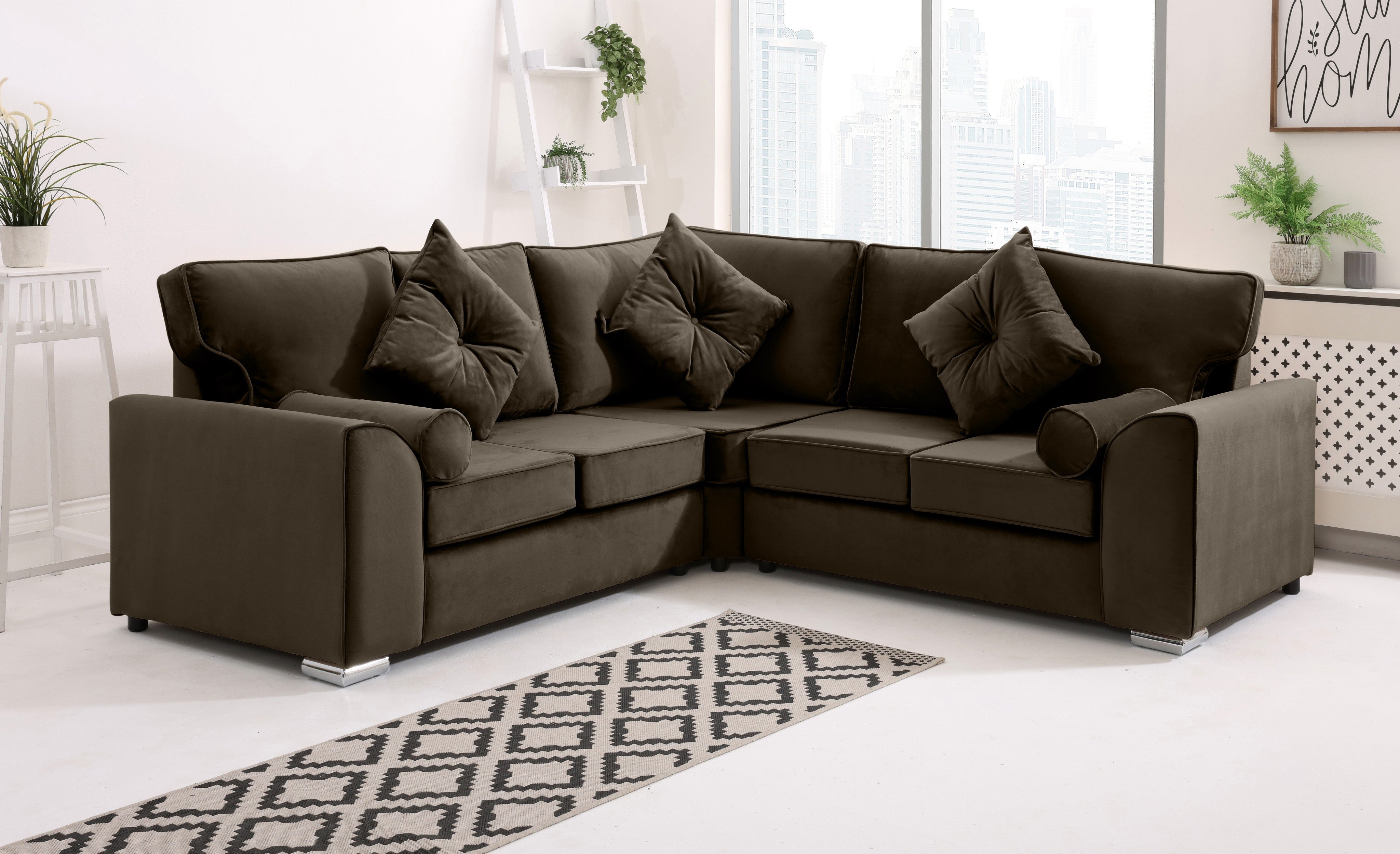 Ashton Fullback guaranteed Corner Sofa Brown Chenile