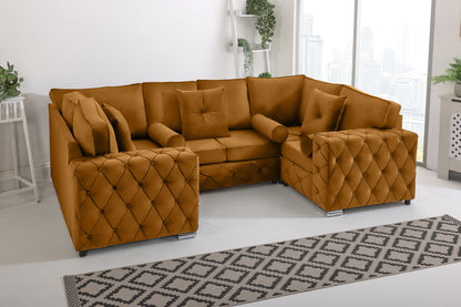Milton U Shape 6 Seater - Plush Velvet Fullback