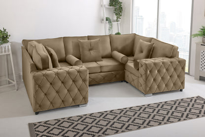 Milton U Shape 6 Seater - Plush Velvet Fullback