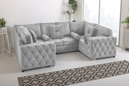 Milton U Shape 6 Seater - Plush Velvet Fullback