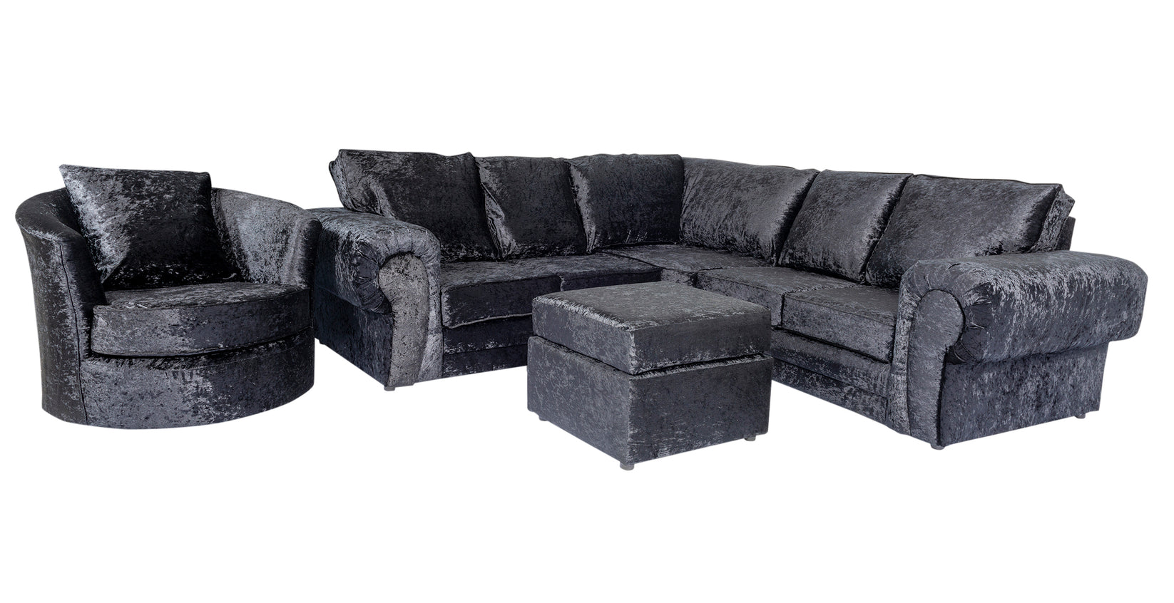 Shop Black Verona Crushed Velvet Sofa at Sofa World Live in Comfort