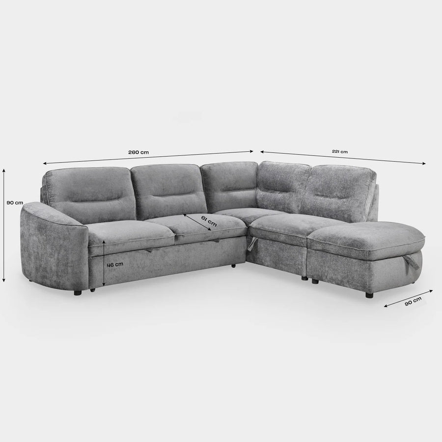 Solenne Right-Facing Chaise Sofa dimensions