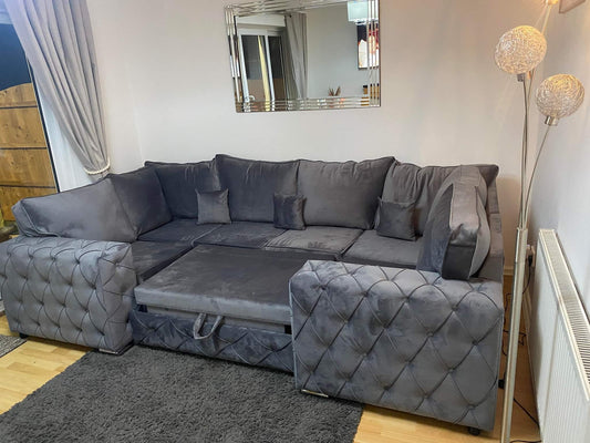U Shape Grey Sofa Bed