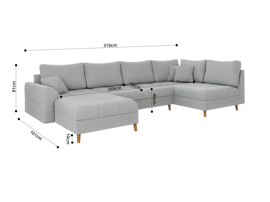 Ariella U Shape Sofa dimensions