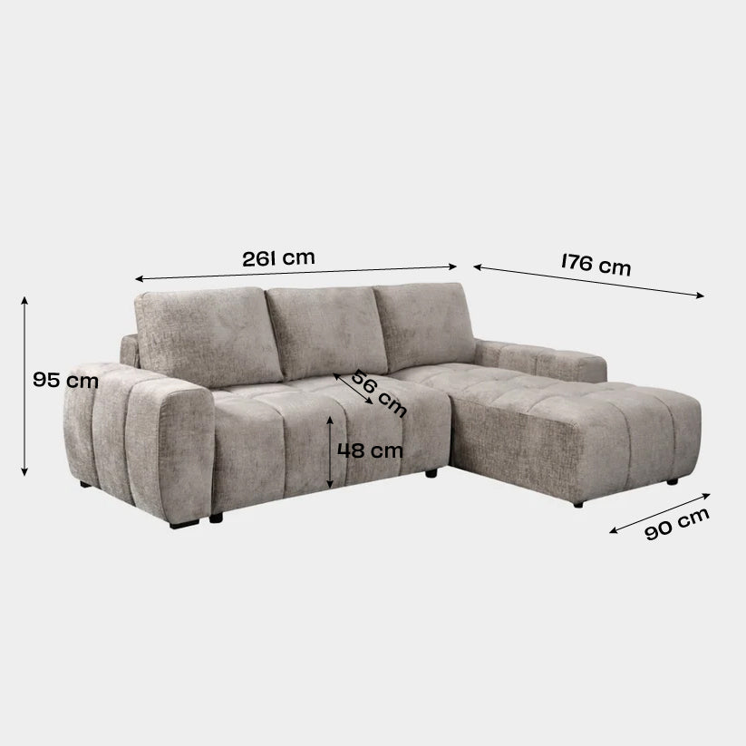 Vertex Left-Hand Facing Chaise Sofa dimensions