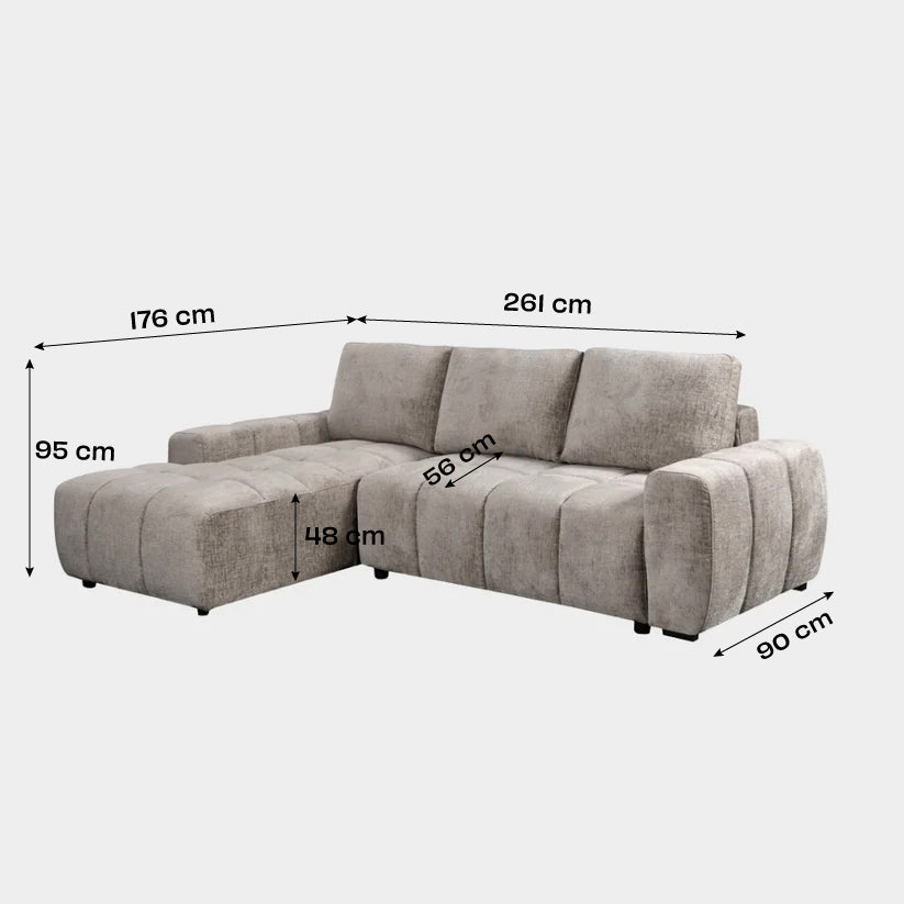 Vertex Right-Hand Facing Chaise Sofa dimensions