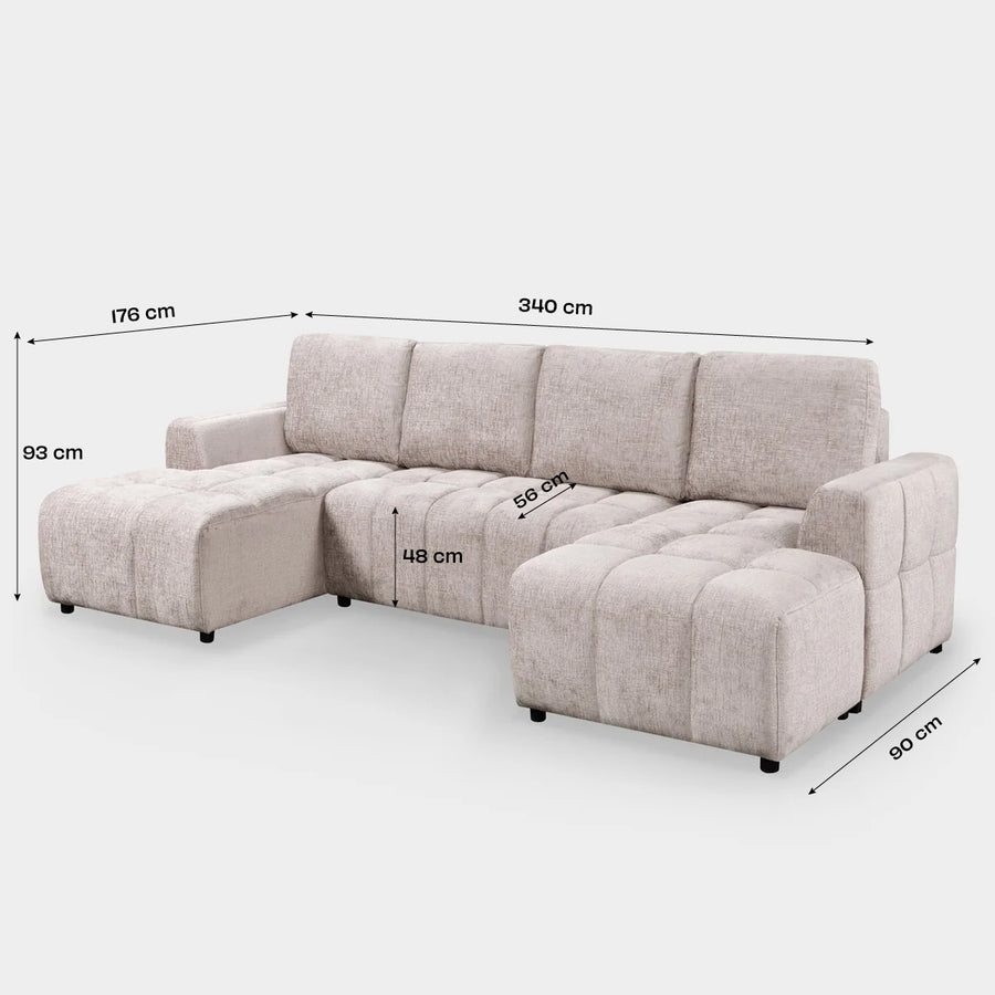 Vertex U-Shape Sofa dimensions