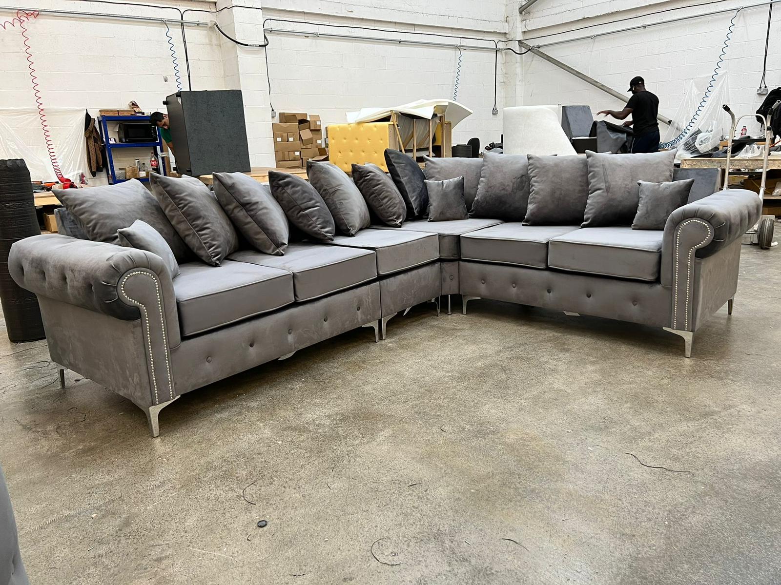 Shop Olympia Corner 6 Seater With Triangle Legs - Grey Scatterback