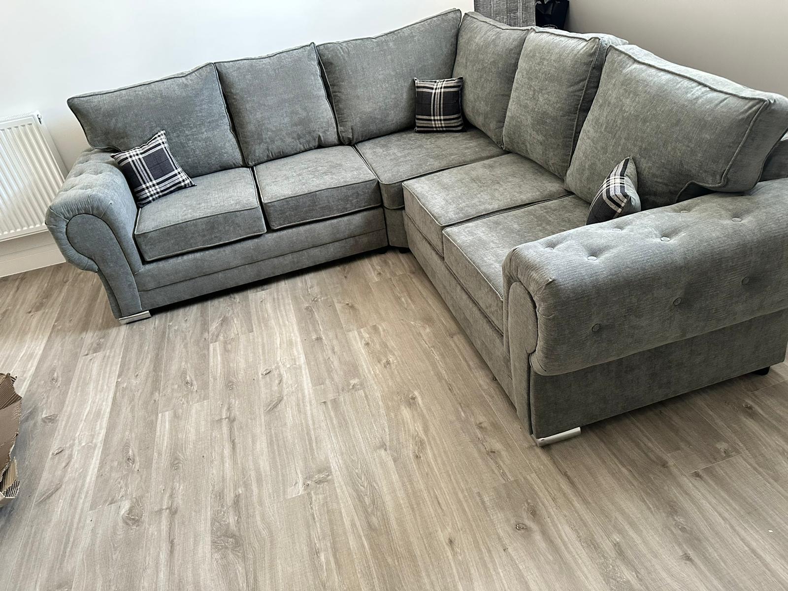 Grey full back corner sofa online