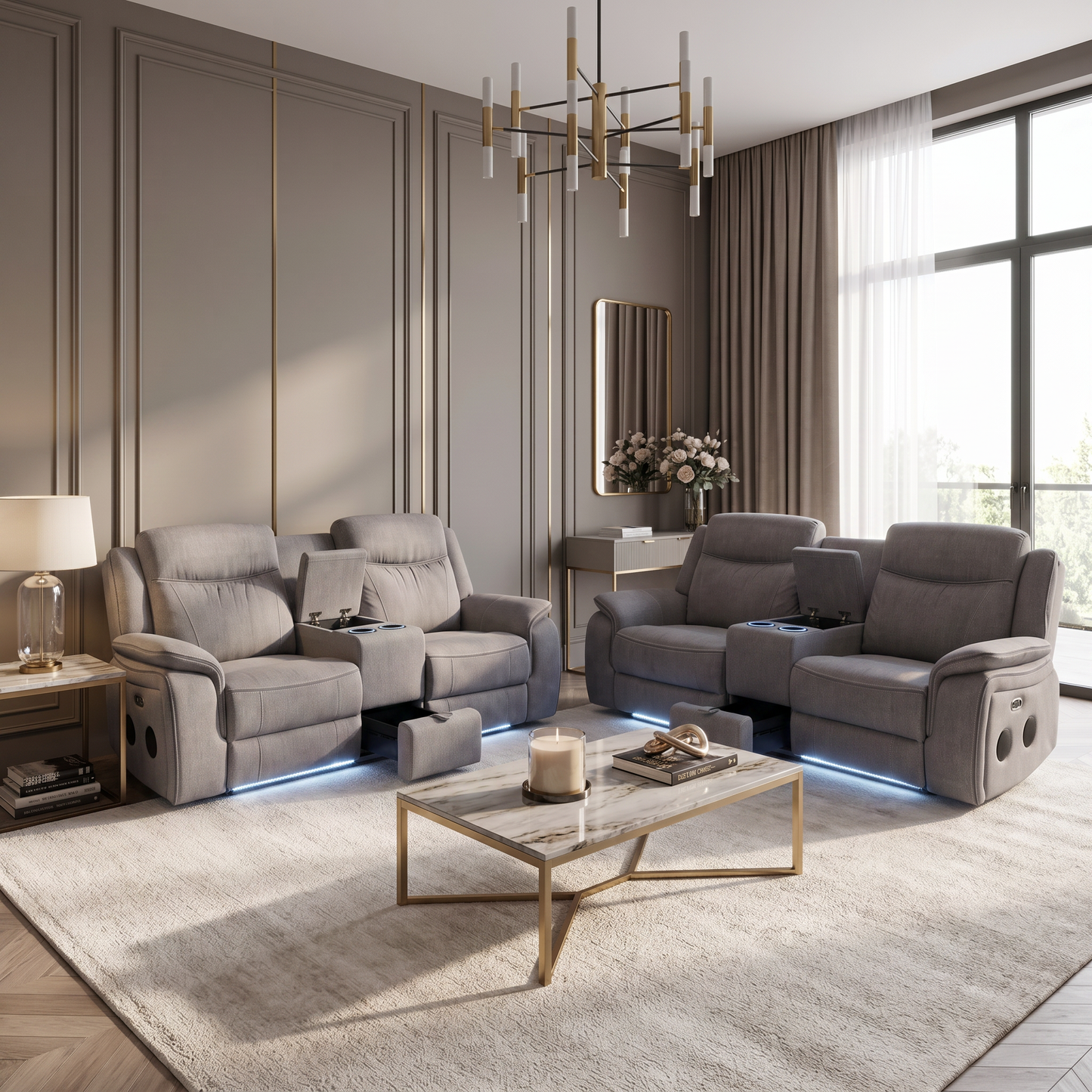 LuxeMotion Smart Recliner Sofa Set