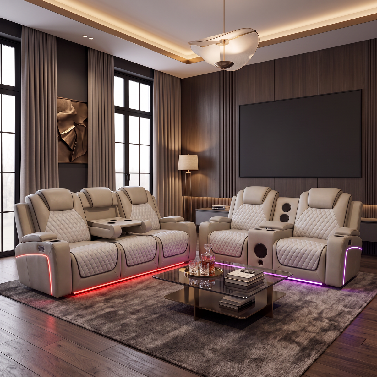Infinity 3 + 2 Seater Electric Leather Recliner